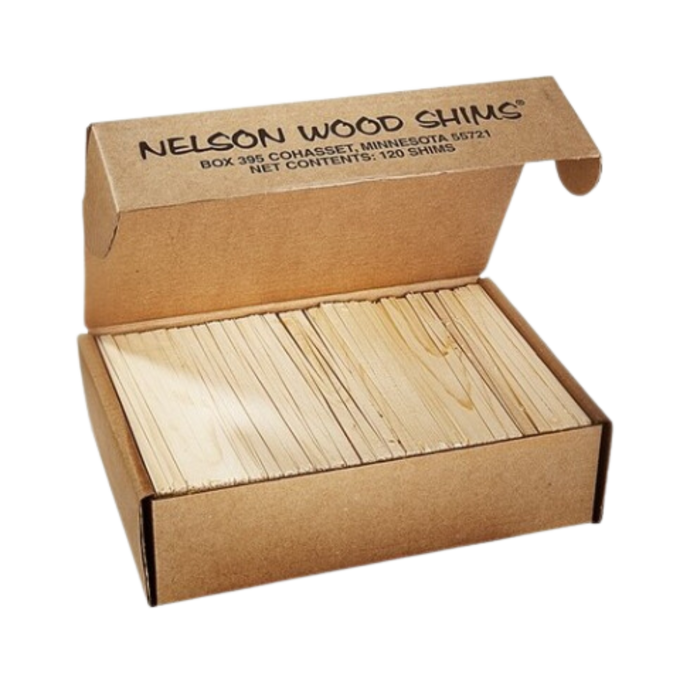 Nelson 8-Inch Tapered Wood Shims — Box of 120 — product photo; select the listed option