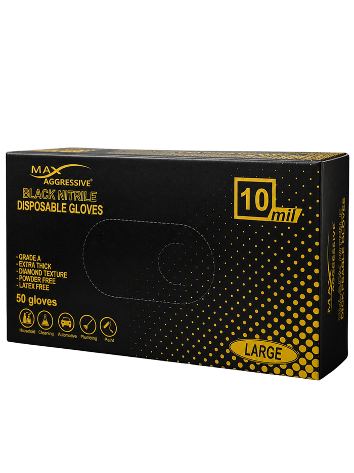Max Aggressive 10 Mil Heavy-Duty Diamond Grip Black Nitrile Gloves (Box)
