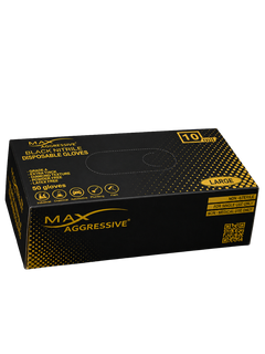 Max Aggressive 10 Mil Heavy-Duty Diamond Grip Black Nitrile Gloves (Box)