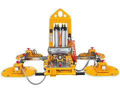 MAXVL100-W four-pad compressed-air stone vacuum lifter from Lumax Innovations with white rubber pads and included trolley
