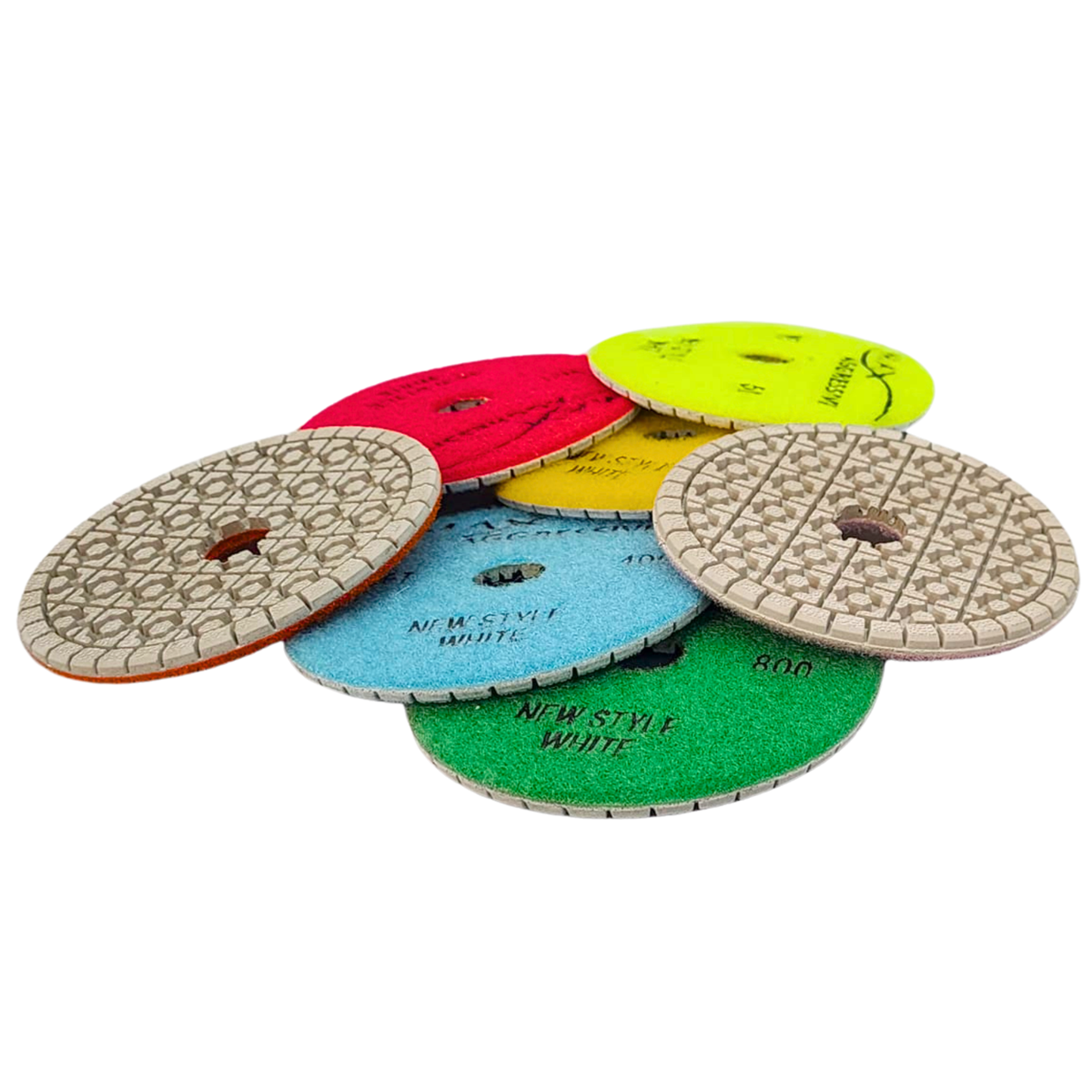4" Wet Polishing Pads New Style White – 7-Step Non-Marking Diamond System