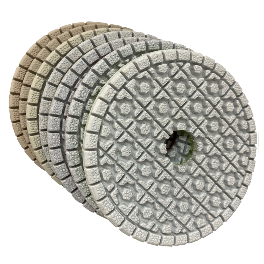 4" Wet Polishing Pads New Style White – 7-Step Non-Marking Diamond System