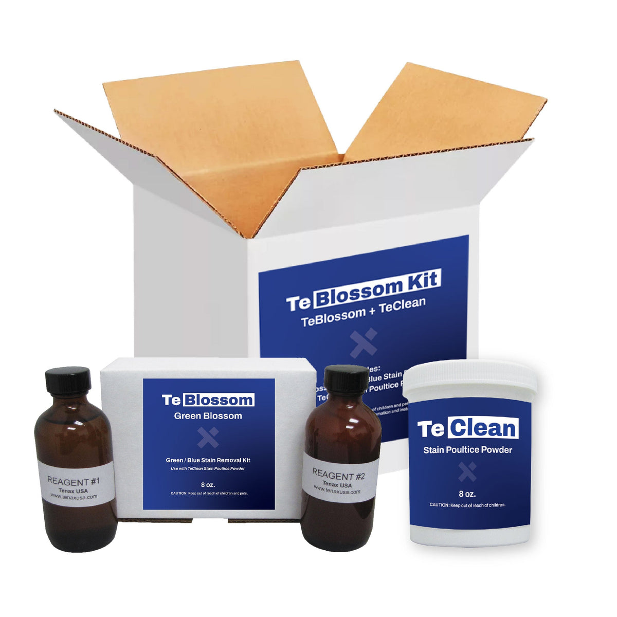 Tenax TeBlossom & TeClean Stain Removal Kit — product-family photograph; only the selected option is supplied