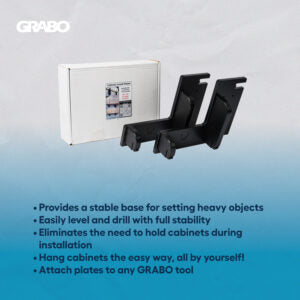 GRABO Cabinet Installation Plates by Izzy Swan — Set of 2 — official product/application photo 3. Consult the listed package contents; demonstration tools and surfaces are not part of the accessory.