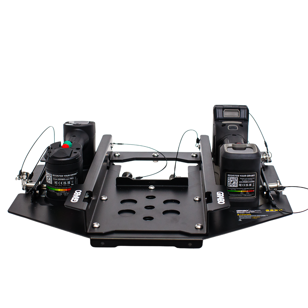 GRABO Bore Mount Core Drill Mounting Plate — official product and application image 3. Refer to the listed package contents for included components.