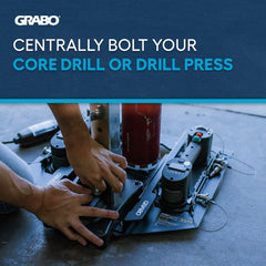 GRABO Bore Mount Core Drill Mounting Plate — official product and application image 4. Refer to the listed package contents for included components.
