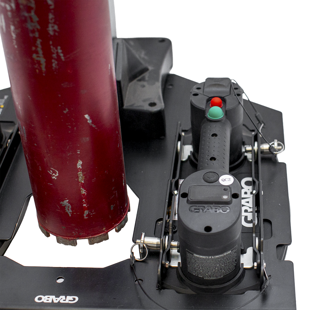 GRABO Bore Mount Core Drill Mounting Plate — official product and application image 5. Refer to the listed package contents for included components.