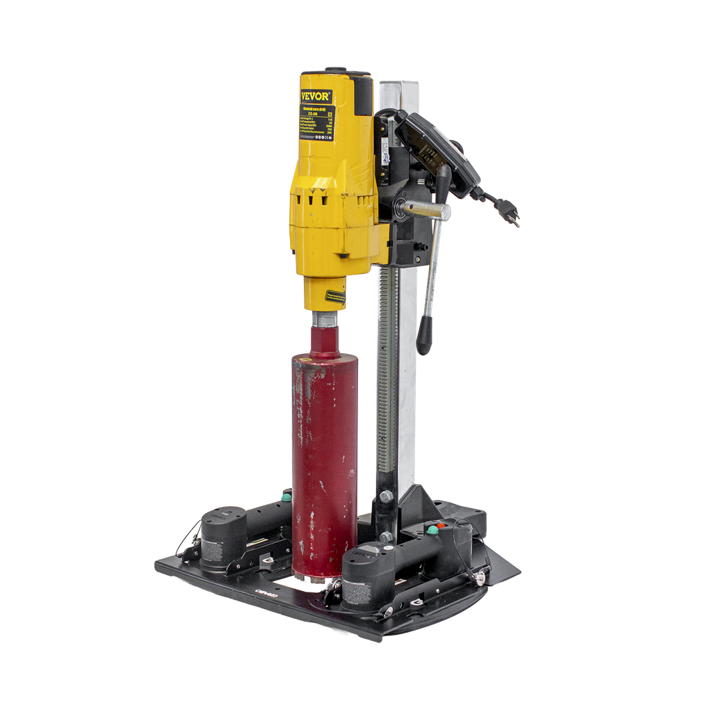 GRABO Bore Mount Core Drill Mounting Plate — official product and application image 7. Refer to the listed package contents for included components.