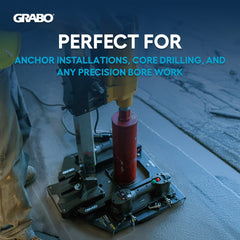 GRABO Bore Mount Core Drill Mounting Plate — official product and application image 8. Refer to the listed package contents for included components.