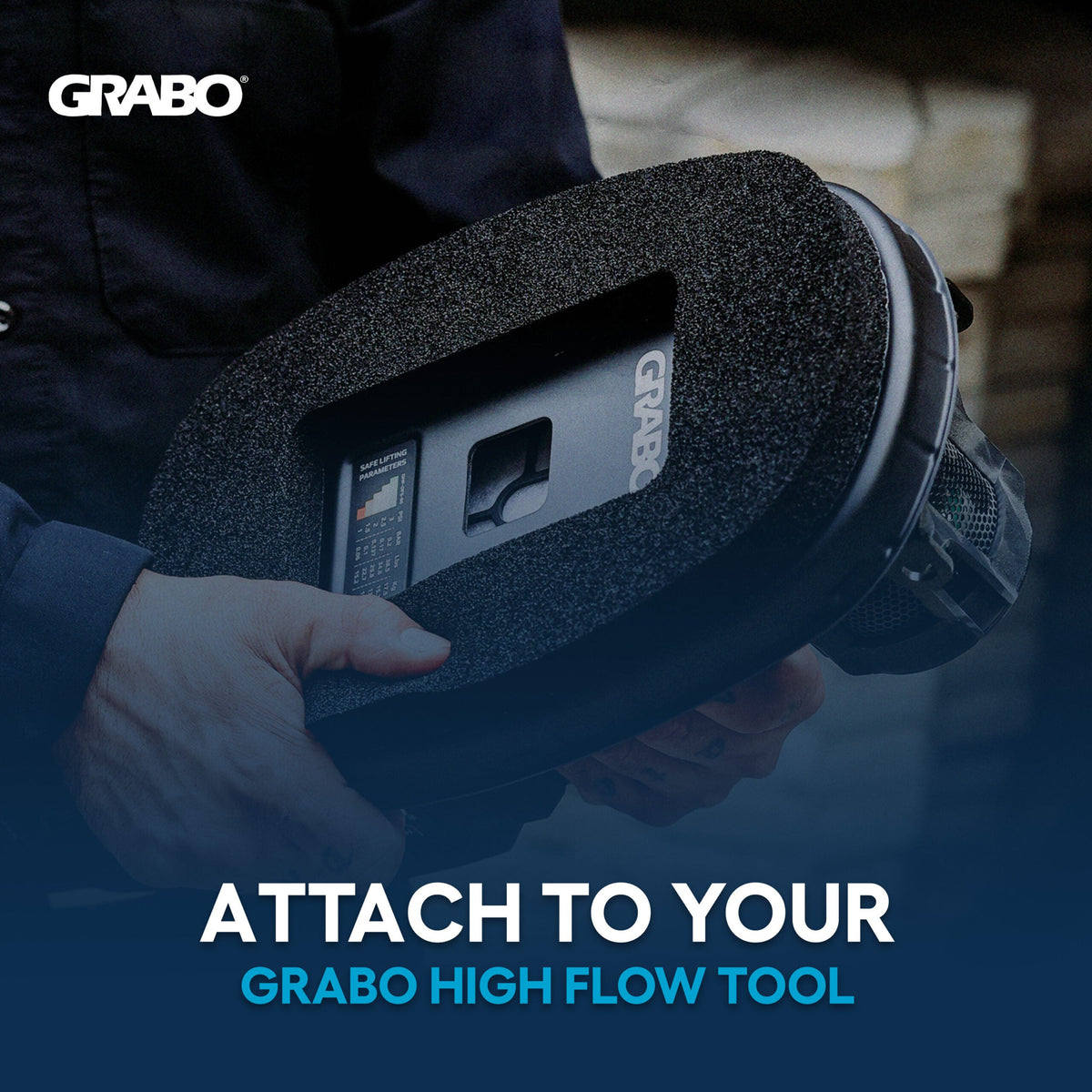 GRABO HighFlow Oval Foam Seal — 80 x 160 mm — official product/application photo; accessories shown for demonstration are not included