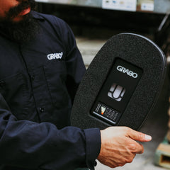 GRABO HighFlow Oval Foam Seal — 80 x 160 mm — official product/application photo; accessories shown for demonstration are not included