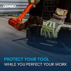 GRABO Impact Plate — official product/application photo 2. Consult the listed package contents; demonstration tools and surfaces are not part of the accessory.