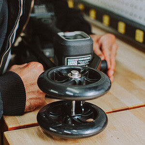 GRABO Roller Transport Attachment — official product/application photo 3. Consult the listed package contents; demonstration tools and surfaces are not part of the accessory.