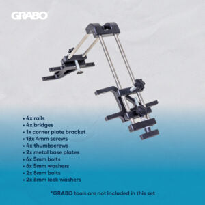GRABO 90-Degree Seam Setter — Original Bolt-On Version — official product/application photo 3. Consult the listed package contents; demonstration tools and surfaces are not part of the accessory.