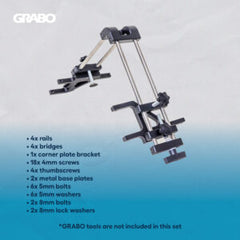 GRABO 90-Degree Seam Setter — Original Bolt-On Version — official product/application photo 3. Consult the listed package contents; demonstration tools and surfaces are not part of the accessory.