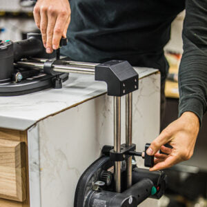 GRABO 90-Degree Seam Setter — Original Bolt-On Version — official product/application photo 6. Consult the listed package contents; demonstration tools and surfaces are not part of the accessory.