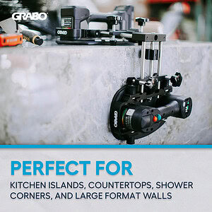 GRABO 90-Degree Seam Setter V2 — Quick-Lock Version — official product/application photo 11. Consult the listed package contents; demonstration tools and surfaces are not part of the accessory.
