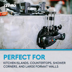 GRABO 90-Degree Seam Setter V2 — Quick-Lock Version — official product/application photo 11. Consult the listed package contents; demonstration tools and surfaces are not part of the accessory.