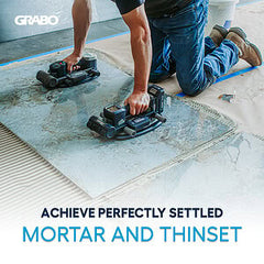 GRABO Tile Vibration Attachment — official product/application photo 2. Consult the listed package contents; demonstration tools and surfaces are not part of the accessory.