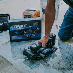 GRABO Tile Vibration Attachment — official product/application photo 4. Consult the listed package contents; demonstration tools and surfaces are not part of the accessory.