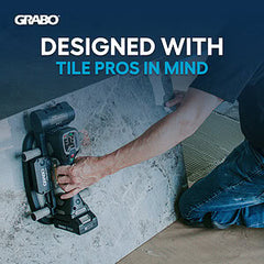 GRABO Tile Vibration Attachment — official product/application photo 8. Consult the listed package contents; demonstration tools and surfaces are not part of the accessory.