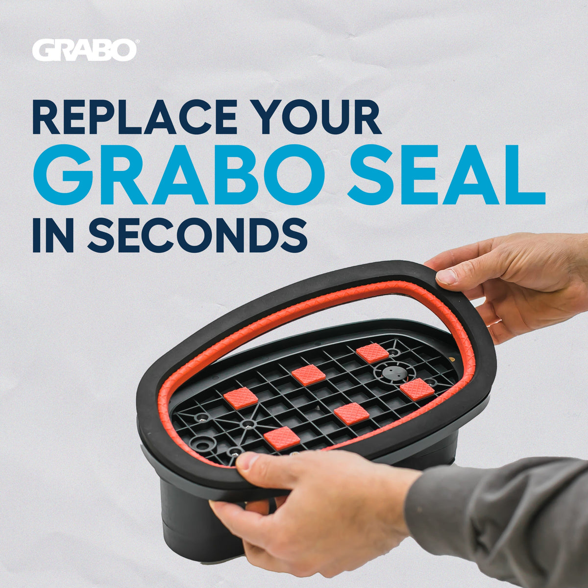 GRABO Foam Rubber Replacement Seal — Type A1 — official product/application photo; accessories shown for demonstration are not included