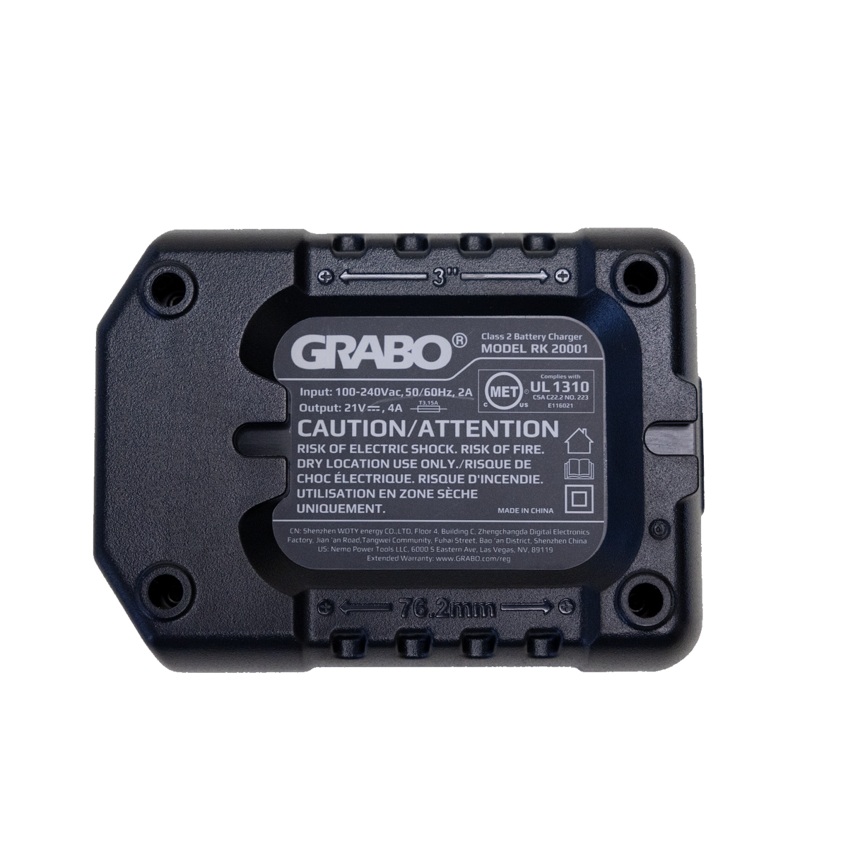 GRABO HighFlow Battery Charger — official product/application photograph 3. Refer to the selected listing for included components.