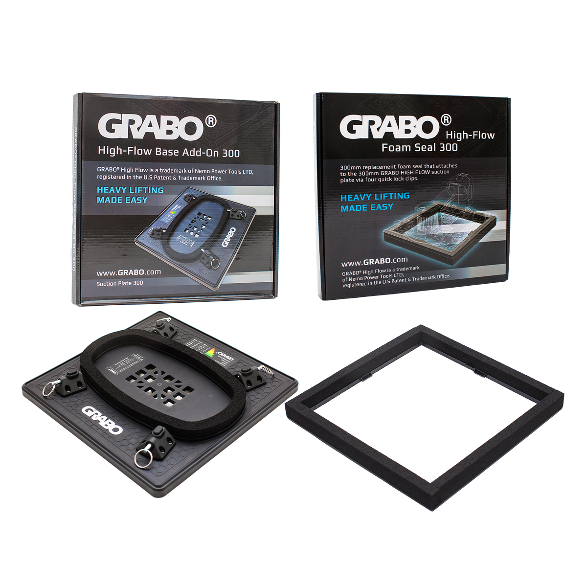 GRABO HighFlow Suction Plate 300 and Standard Foam Seal Kit — official product/application image 2. Only the selected package is included; additional tools or accessories in demonstrations are sold separately.