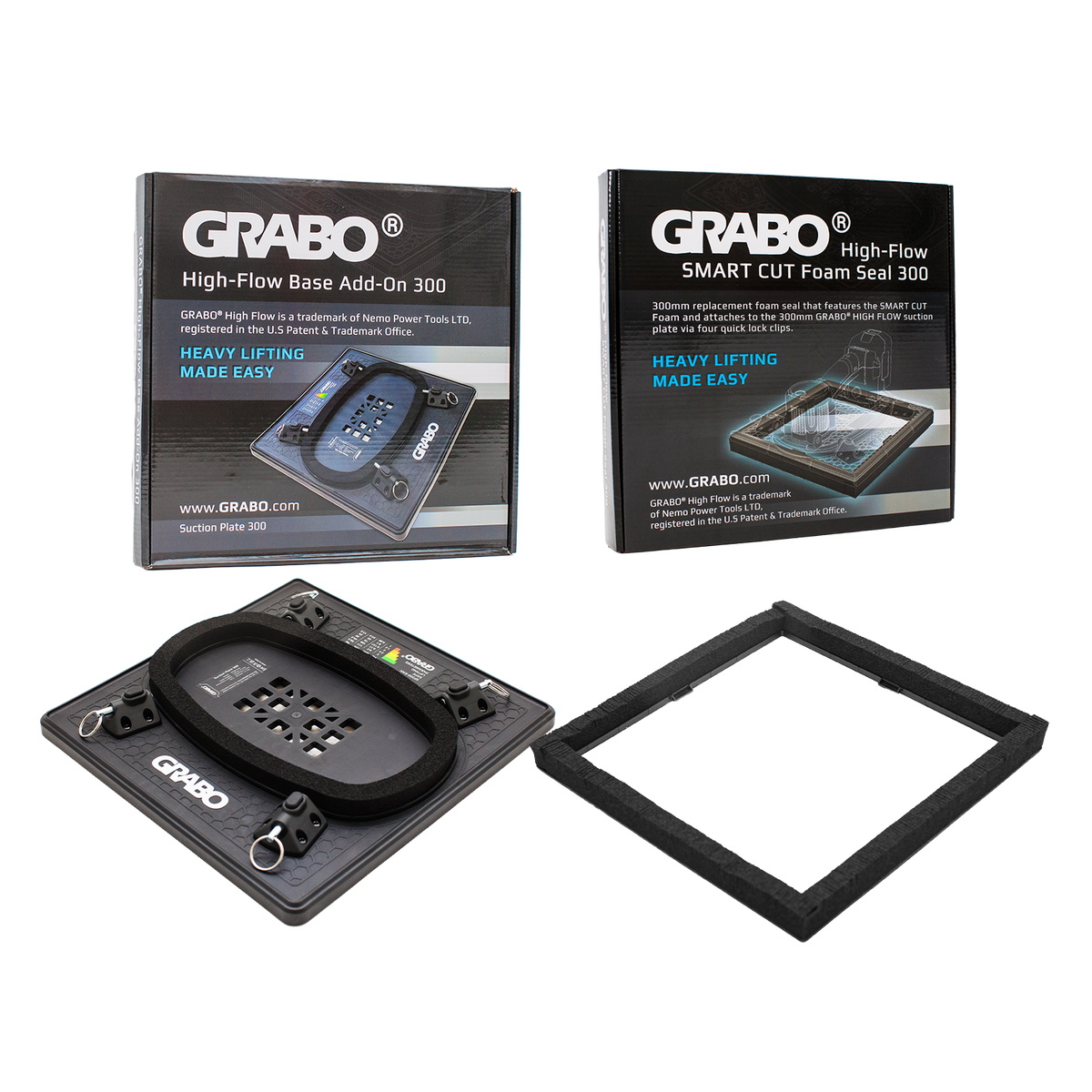 GRABO HighFlow Suction Plate 300 and Smart Cut Foam Seal Kit — official product/application image 2. Only the selected package is included; additional tools or accessories in demonstrations are sold separately.