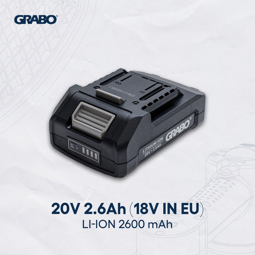 GRABO Pro Brushless Battery — 20V 2.6Ah — official product/application photograph 2. Refer to the selected listing for included components.
